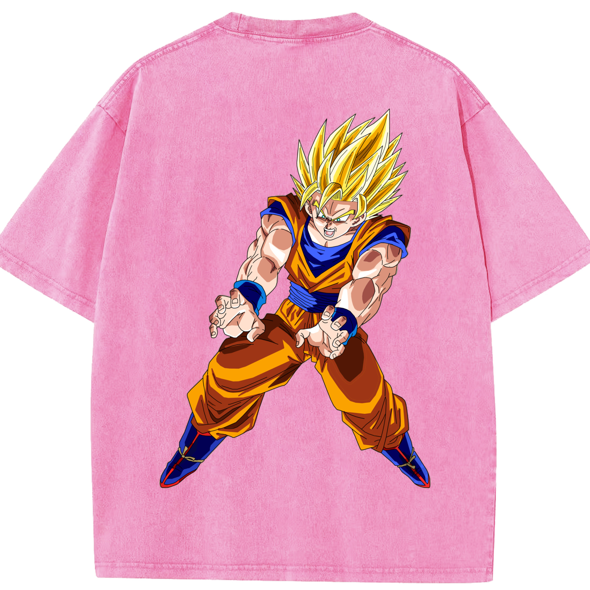 （画像用） ドラゴンボール 孫悟空（そん ごくう）Son Goku カカロット DRAGON BALL Kakarotto 綿100% ヴィンテージ風 半袖Tシャツ（背面プリント）